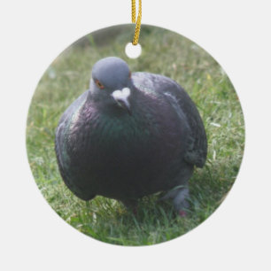 Posing Pigeon Custom Birthday Ceramic Tree Decoration