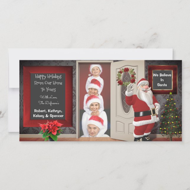 Posing With Santa Christmas Holiday Card (Front)