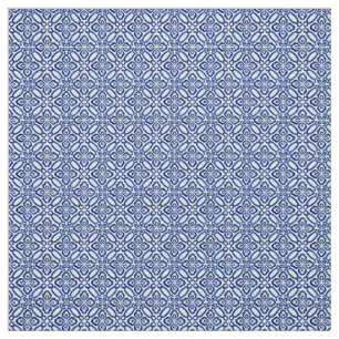 Positano Blue And White Vintage Italian Tile Print Fabric