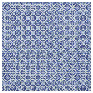 Positano Blue And White Vintage Italian Tile Print Fabric