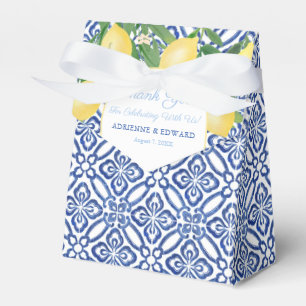 Positano Blue Antique Tiles And Lemons Wedding Favour Box
