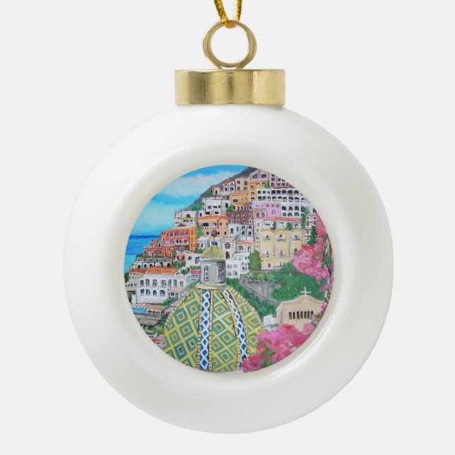 Positano - Ceramic Ball Ornament (Front)