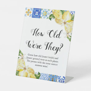 Positano How Old Were They Bridal Shower Game Pedestal Sign