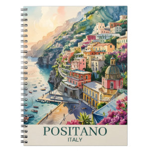 Positano Italy Amalfi Coast Watercolor Landscape Notebook