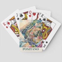 Positano Italy Amalfi Coast Watercolor Landscape
