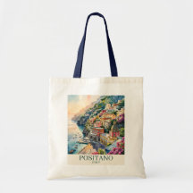 Positano Italy Amalfi Coast Watercolor Landscape