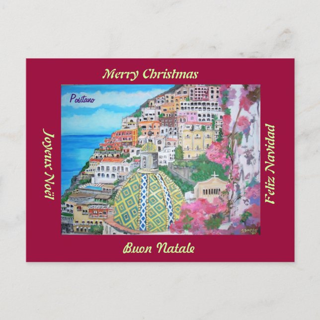 Positano, Italy Christmas Postcard (Front)