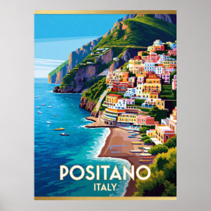 Positano Italy Coastal Travel Scene 🌊 Poster