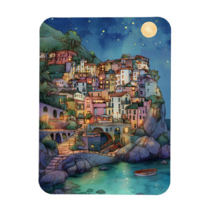 Positano, Italy – Coastal Village & Starry Sky Magnet