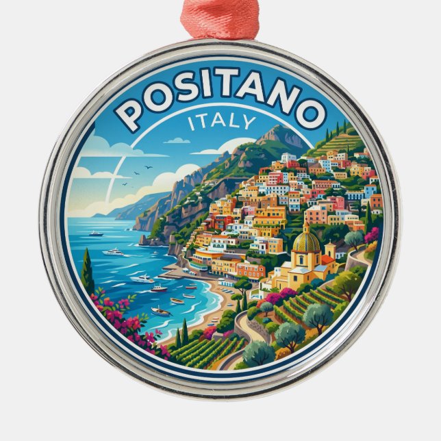 Positano Italy Metal Tree Decoration (Front)