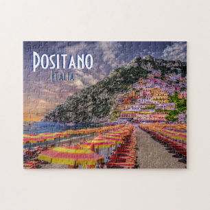Positano Italy Retro Typography Travel Jigsaw Puzzle