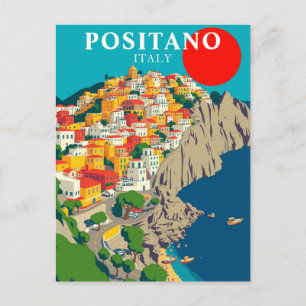 Positano, Italy Vintage Sunrise Postcard