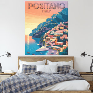 Positano Italy Vintage Travel Canvas Print
