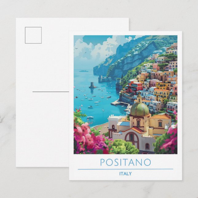 Positano Italy Vintage Travel  Postcard (Front/Back)