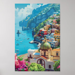 Positano Italy Vintage Travel Poster