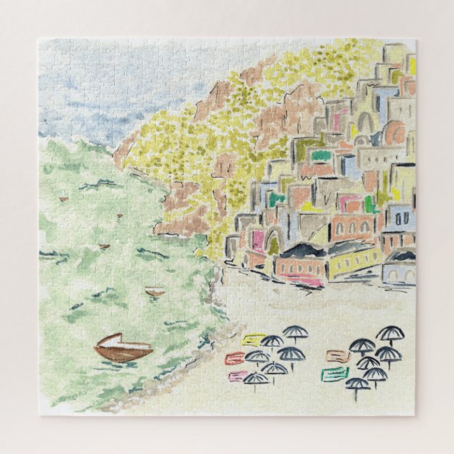 Positano Italy Watercolor Jigsaw Puzzle (Vertical)