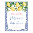 Positano Lemons Blue Pattern Tiles Shower Welcome