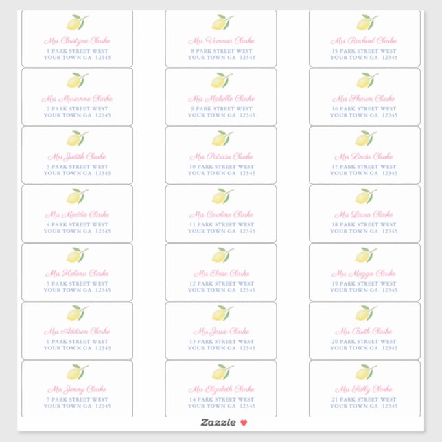 Positano Lemons Guest Envelope Address Labels (Sheet)