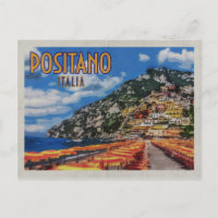 Positano Return Address Distressed Vintage Travel