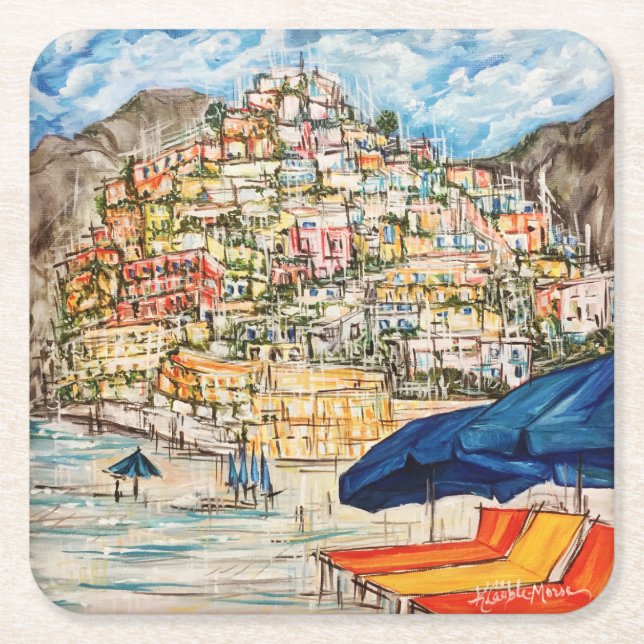 Positano Square Paper Coaster (Front)