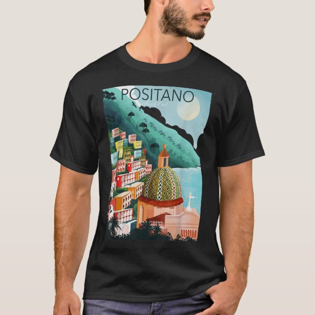  Positano Town Lemon From Amalfi Coast Italy  T-Shirt (Front)