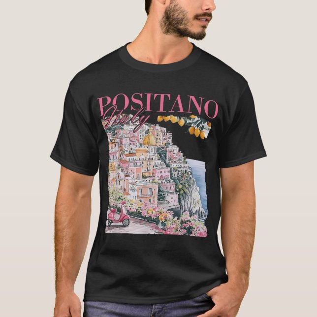  Positano Town Lemon From Amalfi Coast Italy  T-Shirt (Front)