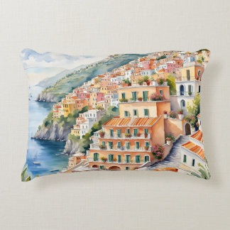 Positano: Watercolor Along Italy's Amalfi Coast Decorative Cushion