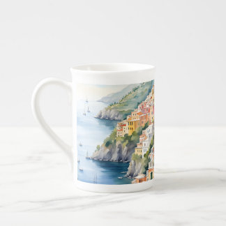 Positano: Watercolor Charm Italy's Amalfi Coast Bone China Mug