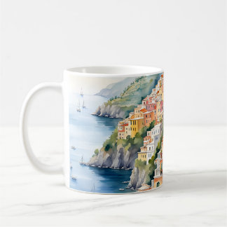 Positano: Watercolor Charm Italy's Amalfi Coast Coffee Mug
