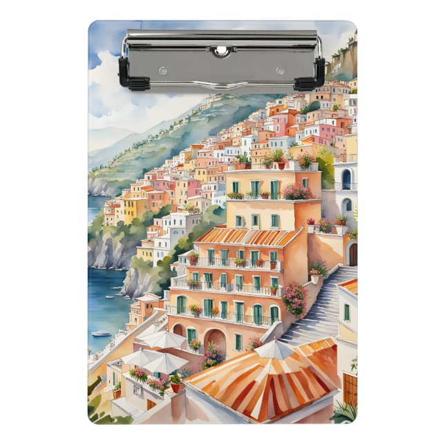 Positano: Watercolor Charm Italy's Amalfi Coast Mini Clipboard (Front)