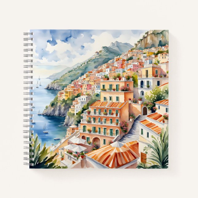 Positano: Watercolor Charm Italy's Amalfi Coast Notebook (Front)