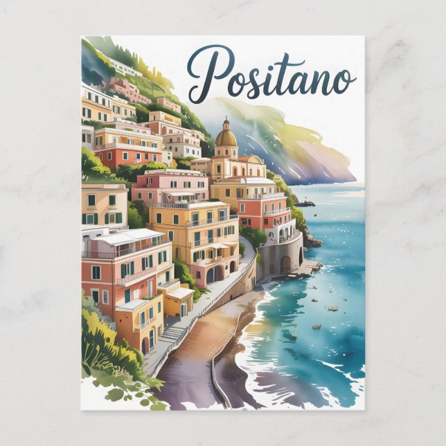 Positano watercolor  postcard (Front)