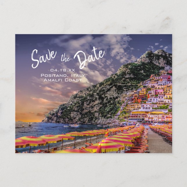 Positano Wedding Amalfi Coast Italian Wedding Announcement Postcard (Front)