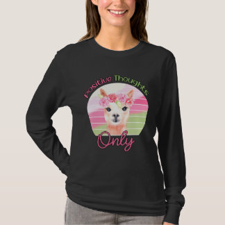 Positive Affirmation Bohemian Llama Positive Thoug T-Shirt