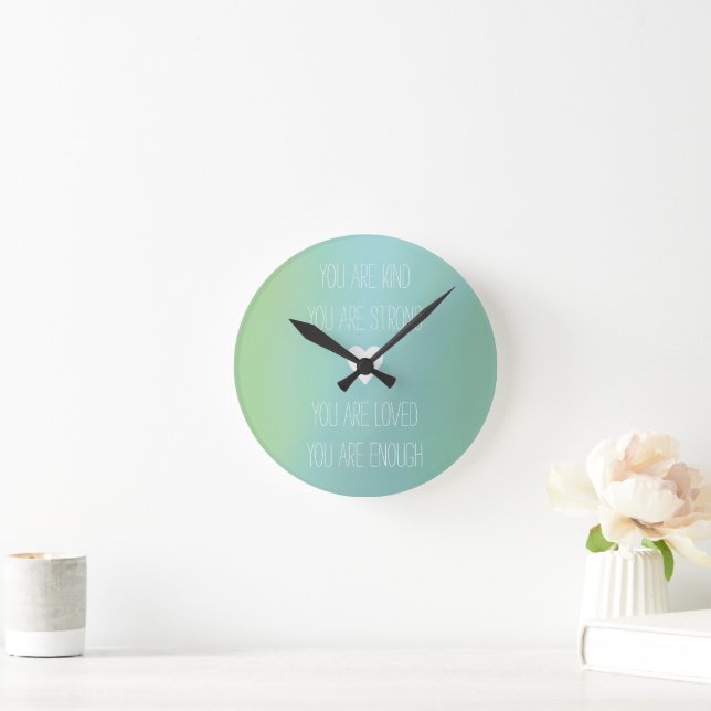 Positive affirmation encouragement custom gift round clock (Home)