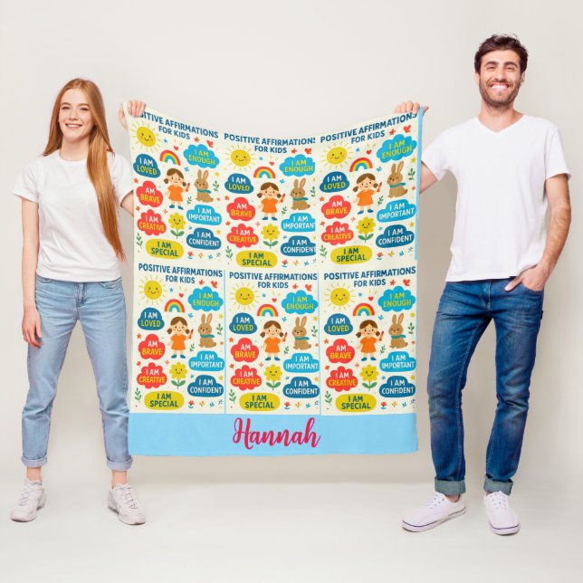 Positive Affirmation Kids– Inspirational Cosy Thro Fleece Blanket (In Situ)