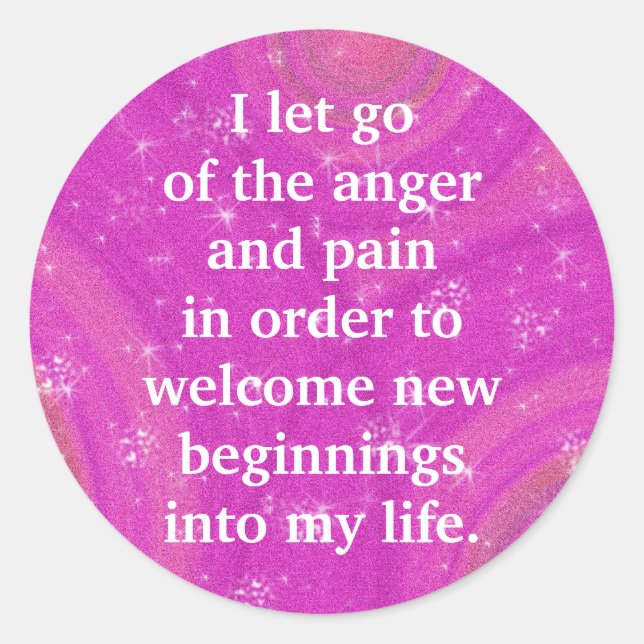 Positive Affirmation Letting Go Of Pain And Anger Classic Round Sticker (Front)