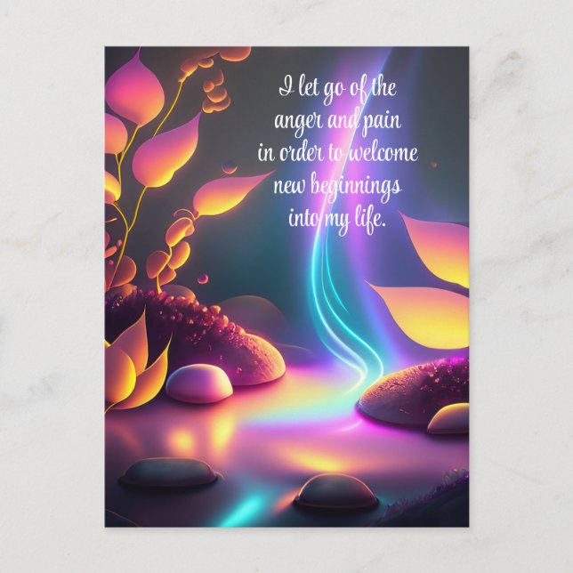 Positive Affirmation Letting Go Of Pain And Anger Postcard (Front)