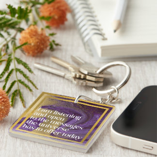 Positive Affirmation Marble Purple/Gold Key Ring