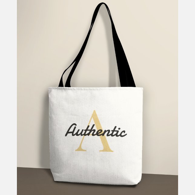 Positive Affirmation Monogram Gold Letter A  Tote Bag (Creator Uploaded)