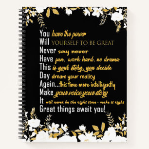 Positive affirmation notebook