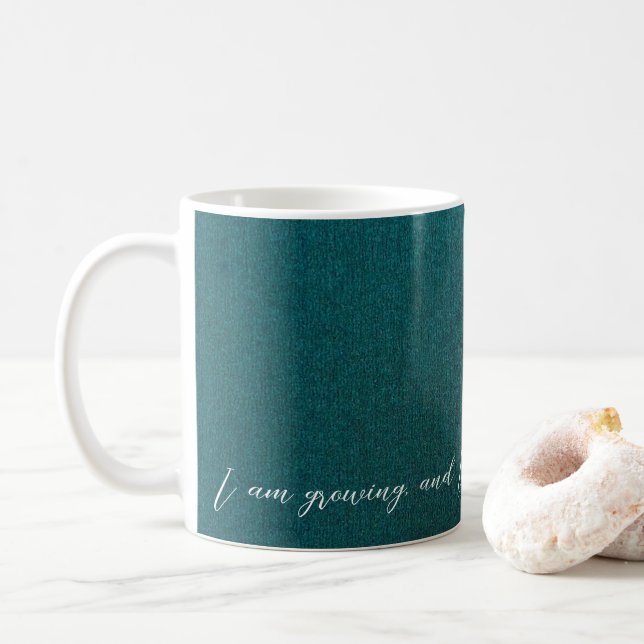 Positive Affirmation Sleek Green/Gold Coffee Mug (With Donut)