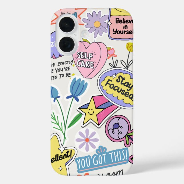 Positive Affirmation Sticker Collage Case-Mate iPhone Case (Back)