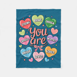 Positive affirmations are strong brave worthy love fleece blanket