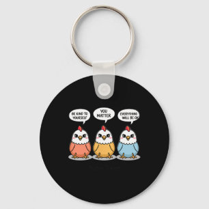 Positive Affirmations Cute Cartoon Chicken Tenders Key Ring
