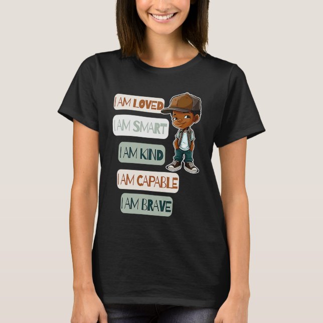 Positive Affirmations for African American Boys T-Shirt (Front)