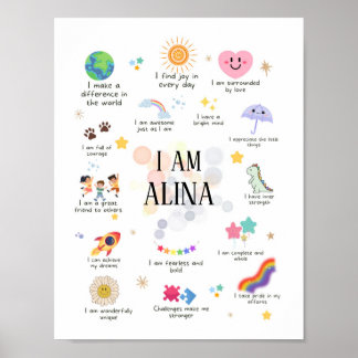 Positive Affirmations for kids, Affirmation Poster