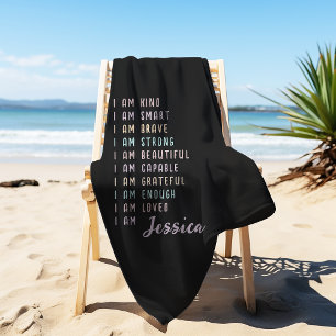 Positive Affirmations for Mental Health Custom Beach Towel