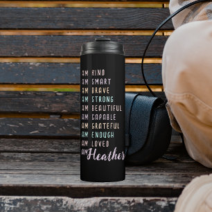 Positive Affirmations For Women Personalised Black Thermal Tumbler