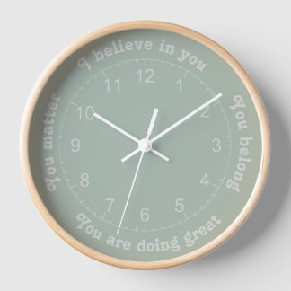 Positive Affirmations Green Clock